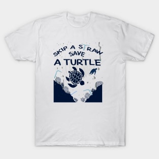 Skip a Straw Save a Turtle Multi-Color Shirt / Save Turtle Shirt / Ocean Pollution Shirt / Environmental Awareness Shirt T-Shirt